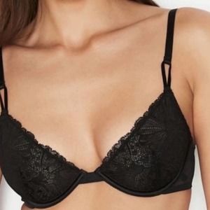 UNWORN Victoria’s Secret Unlined Demi Black Laced Bra 32D